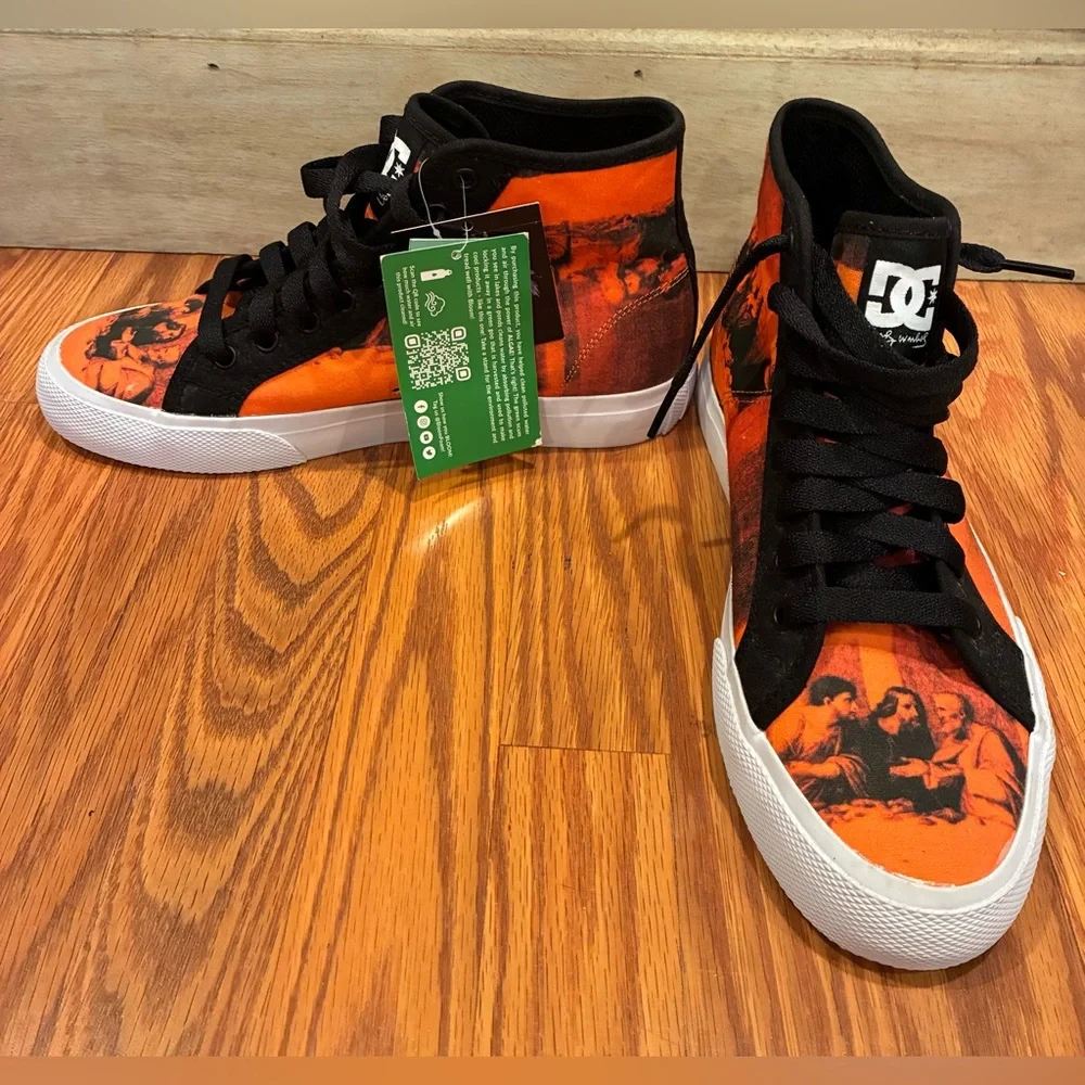 DC Shoes Andy Warhol Last Supper Manual Hi NWT Mens 6 Blk/Org High Top Sneakers